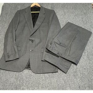 Burberrys' Men's 100% Wool Suit Jacket Pants‎ Size 44, 34x27 Gray See Pics